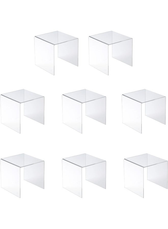Jusalpha 8 PC 4 Clear Acrylic Risers Acrylic Display Risers Shelf Showcase Fixtures for Jewelry Display Stand for Amiibo Funko POP Figures Cupcakes Food Display Cabinet Lot of 8 4x4x4 Inches - Image 3