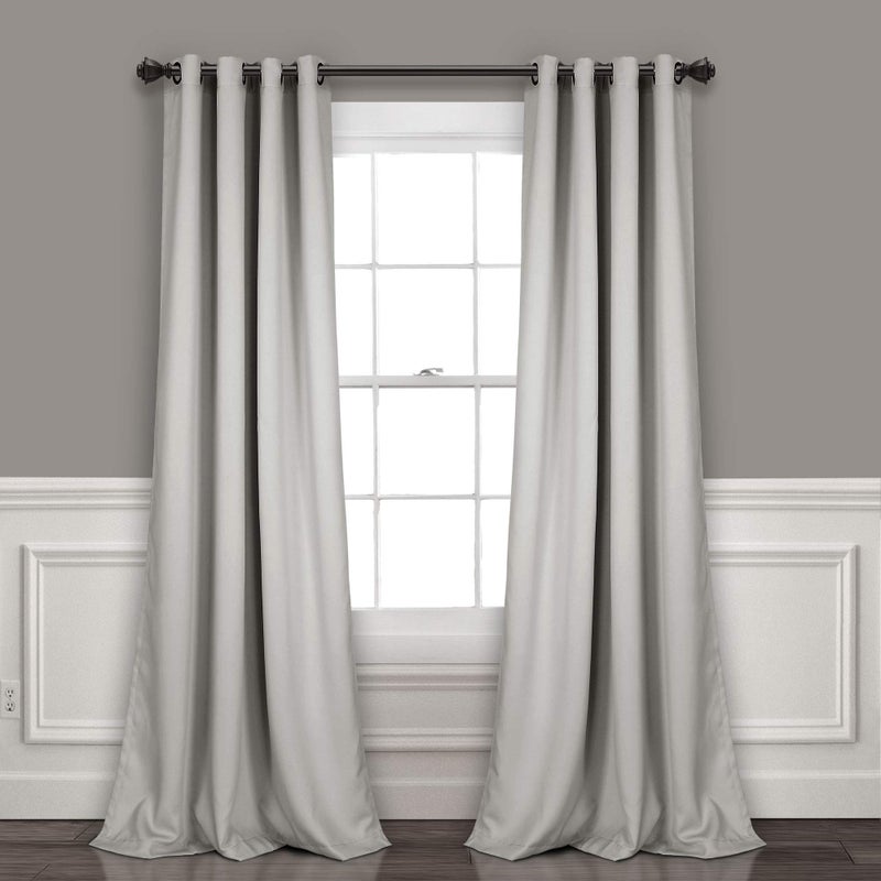 Lush Decor Insulated Grommet Blackout Window Curtain Panels  Pair  52"" W x 84"" L  Light Gray - Classic Modern Design - Chic Window Decor - Long Curtains For Living Room  Bedroom  Or Dining Room - Image 1