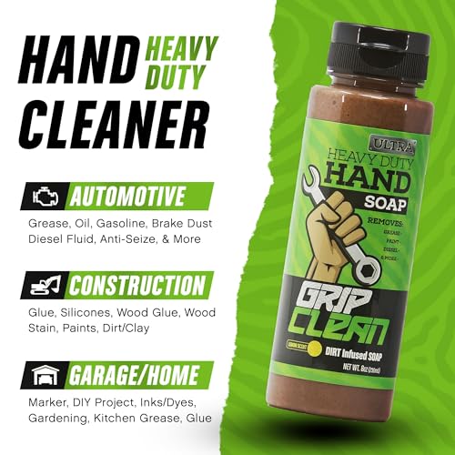 Grip Clean Ultra Heavy Duty Hand Cleaner For Auto Mechanics Dirt-Infused Walnut Hand Scrub - Exfoliating Waterless Hand Cleaner. Lemon Scented Mechanic Soap & Paint Remover, for Grease, Oil Paints - Image 3