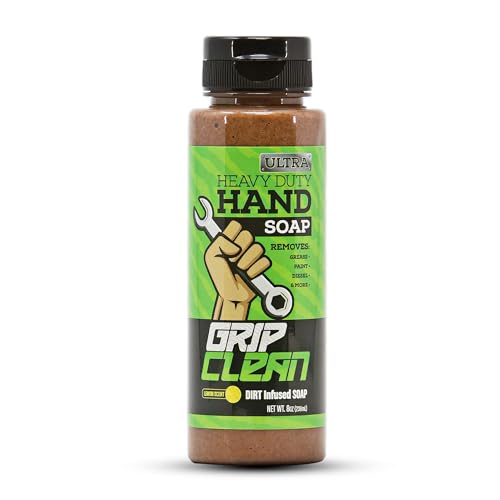 Grip Clean Ultra Heavy Duty Hand Cleaner For Auto Mechanics Dirt-Infused Walnut Hand Scrub - Exfoliating Waterless Hand Cleaner. Lemon Scented Mechanic Soap & Paint Remover, for Grease, Oil Paints - Image 1