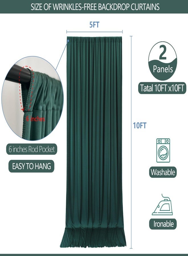 ESGOTBME 10ft x 10ft Blackish Green Backdrop Curtains for Party Valentine's Day Arch Stage Wedding Ceremony Curtains Fabric Photography Backdrop for Baby Showers Home Decoration, 5ft x 10ft, 2 Panels - Image 5