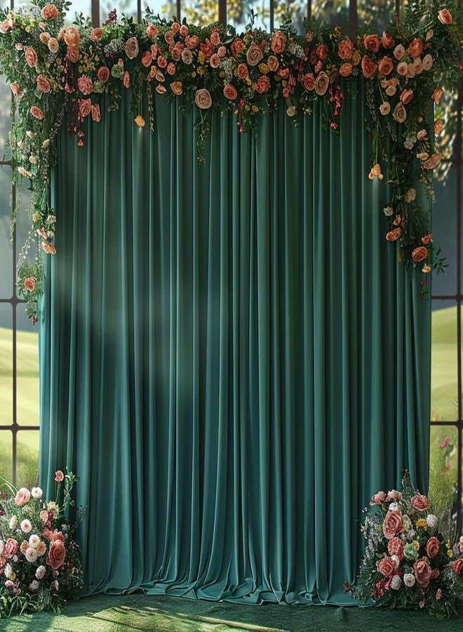 ESGOTBME 10ft x 10ft Blackish Green Backdrop Curtains for Party Valentine's Day Arch Stage Wedding Ceremony Curtains Fabric Photography Backdrop for Baby Showers Home Decoration, 5ft x 10ft, 2 Panels - Image 4