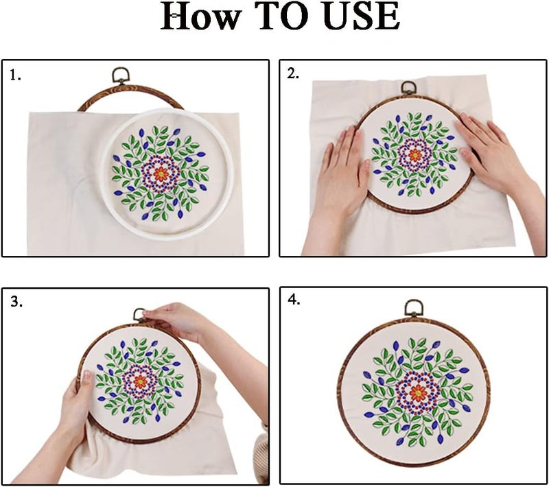 GuoFa 5 Pieces 6 inch Round Embroidery Hoops, Imitated Wood Hoop Embroidery Frames for Display, Cross Stitch Embroidery Round Hoops Arts Decoration - Image 5