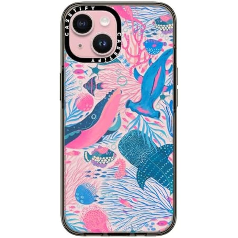 Casetify Compact iPhone 15 Case 【4 ft. 2X Military Grade Drop Protection/Slim/Lightweight】 - Under The Sea - Clear Black - Image 1