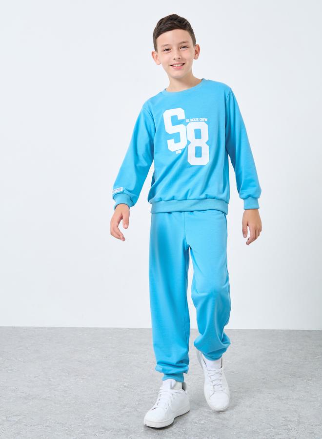 Styli Teen Blue Graphic Sweatshirt and Jogger Set - Image 1