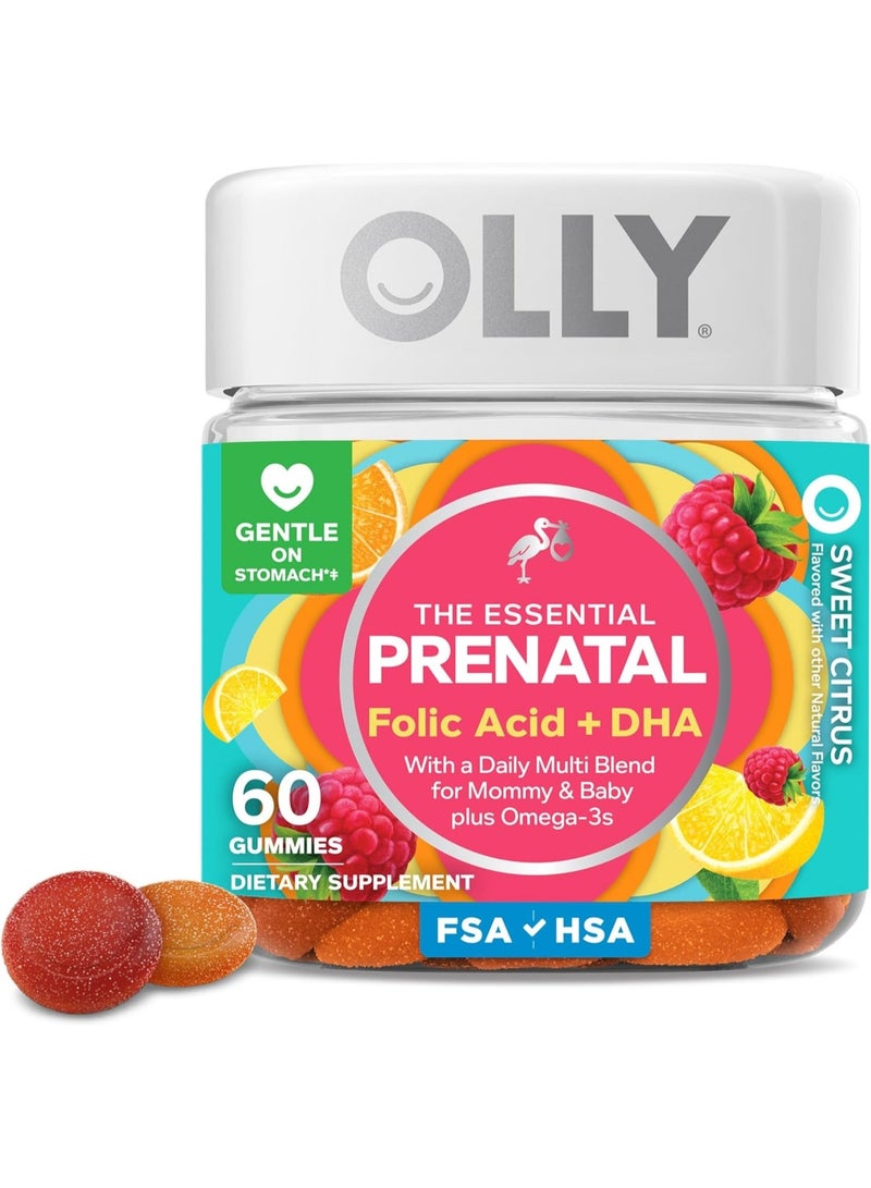 OLLY Prenatal Multivitamin Gummy, Supports Healthy Growth and Brain Development, Folic Acid, Vitamin D, Omega 3 DHA, Chewable Supplement, Citrus Berry Flavor, 30 Day Supply - 60 Count - Image 1
