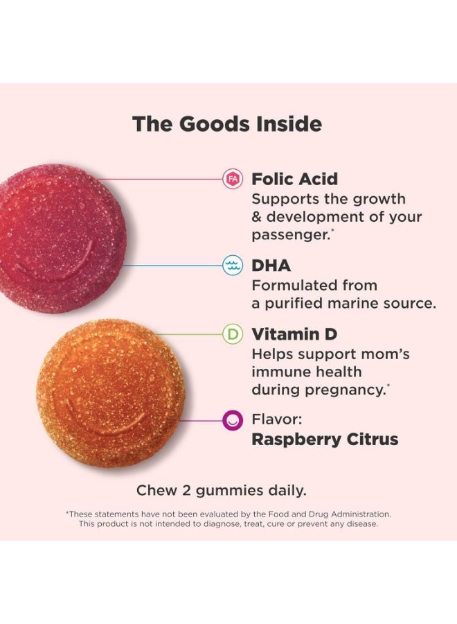 OLLY Prenatal Multivitamin Gummy, Supports Healthy Growth and Brain Development, Folic Acid, Vitamin D, Omega 3 DHA, Chewable Supplement, Citrus Berry Flavor, 30 Day Supply - 60 Count - Image 3