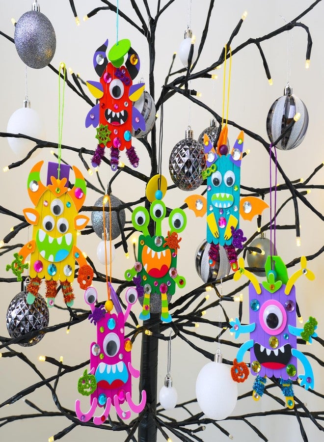 Winlyn 24 Sets Halloween Craft Kits Fall Kids Crafts DIY Craft Stick Monster Ornaments Decorations Art Set Monster Foam Stickers Arts and Crafts for Kids Classroom Activities Party Favors - Image 3