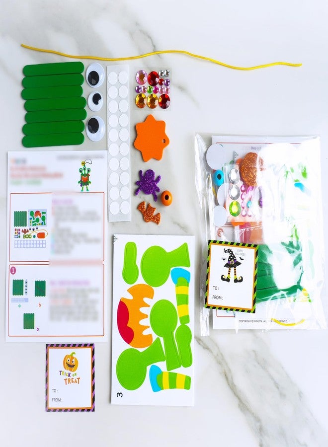 Winlyn 24 Sets Halloween Craft Kits Fall Kids Crafts DIY Craft Stick Monster Ornaments Decorations Art Set Monster Foam Stickers Arts and Crafts for Kids Classroom Activities Party Favors - Image 5