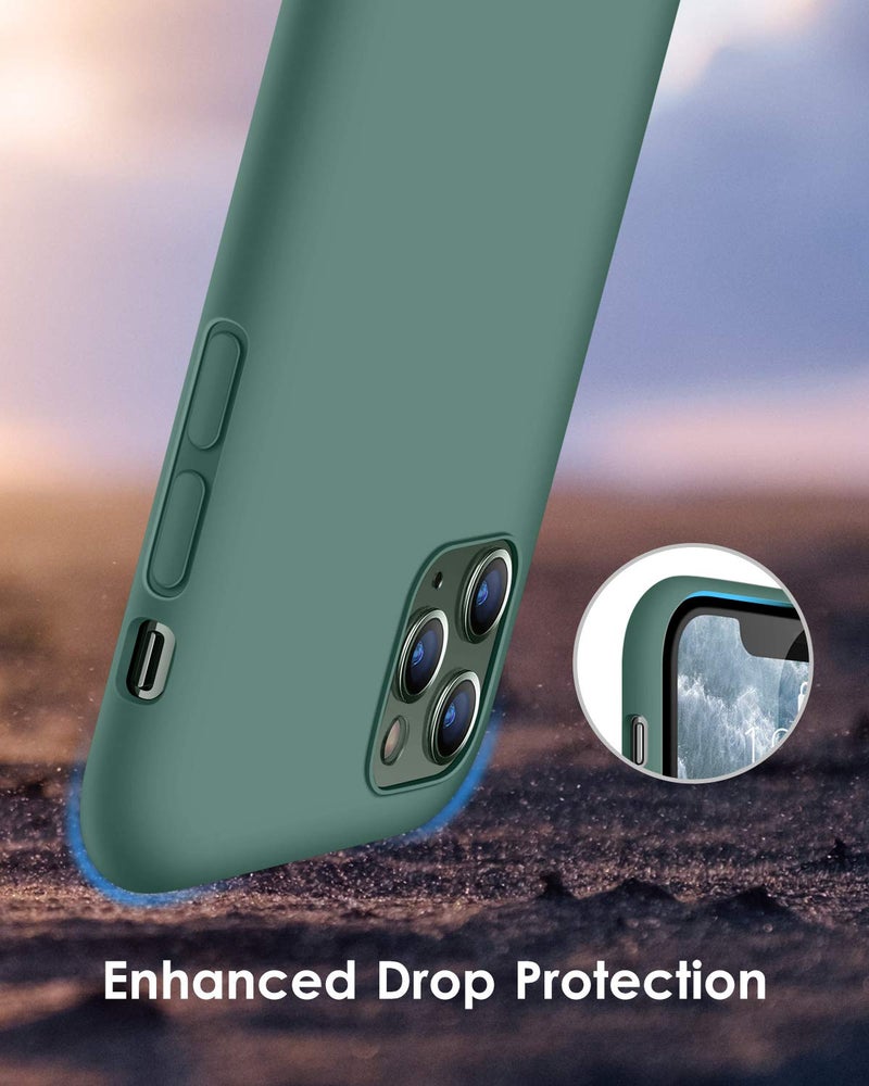 DTTO Compatible with iPhone 11 Pro Case, [Romance Series] Full Covered Silicone Cover [Enhanced Camera and Screen Protection] with Honeycomb Grid Cushion for iPhone 11 Pro 5.8" 2019,Midnight Green - Image 3