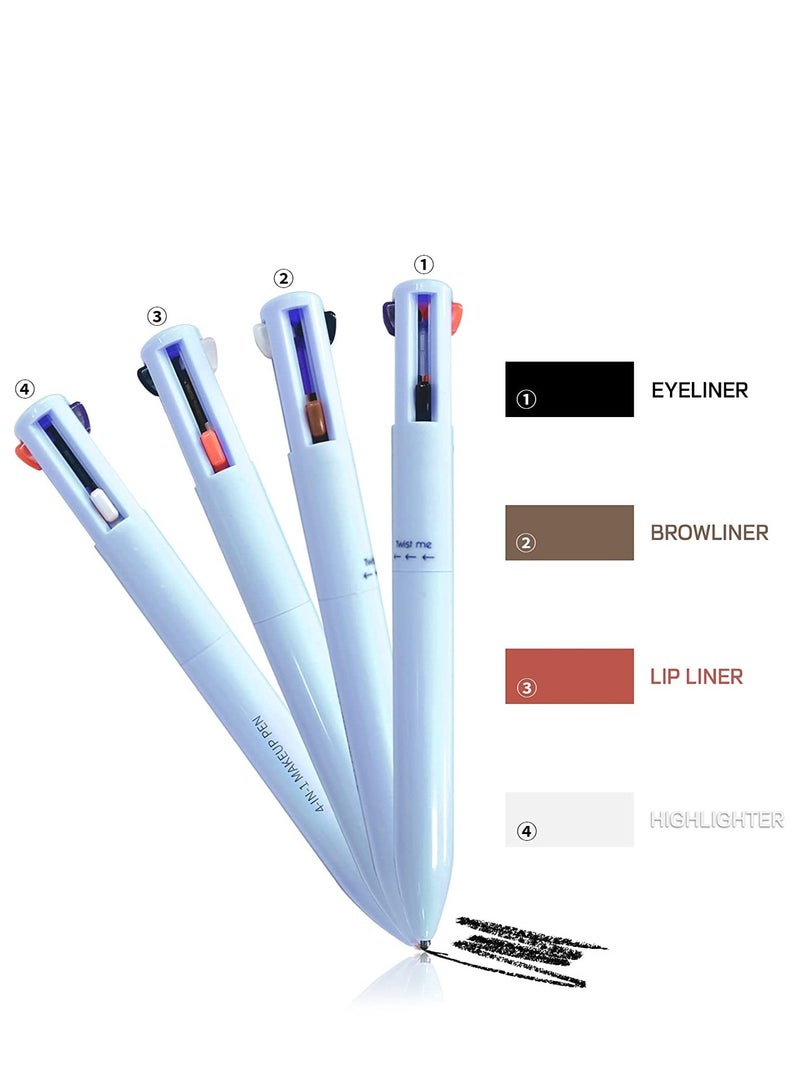 Generic 4-in-1 Makeup Pen, Eye Liner, Brow Liner, Lip Liner, u0026 Highlighter Pen, Waterproof All in One Makeup Pen Eye Long-Lasting 4 Color Multi-function Makeup Pencil (Blue)  - Image 5