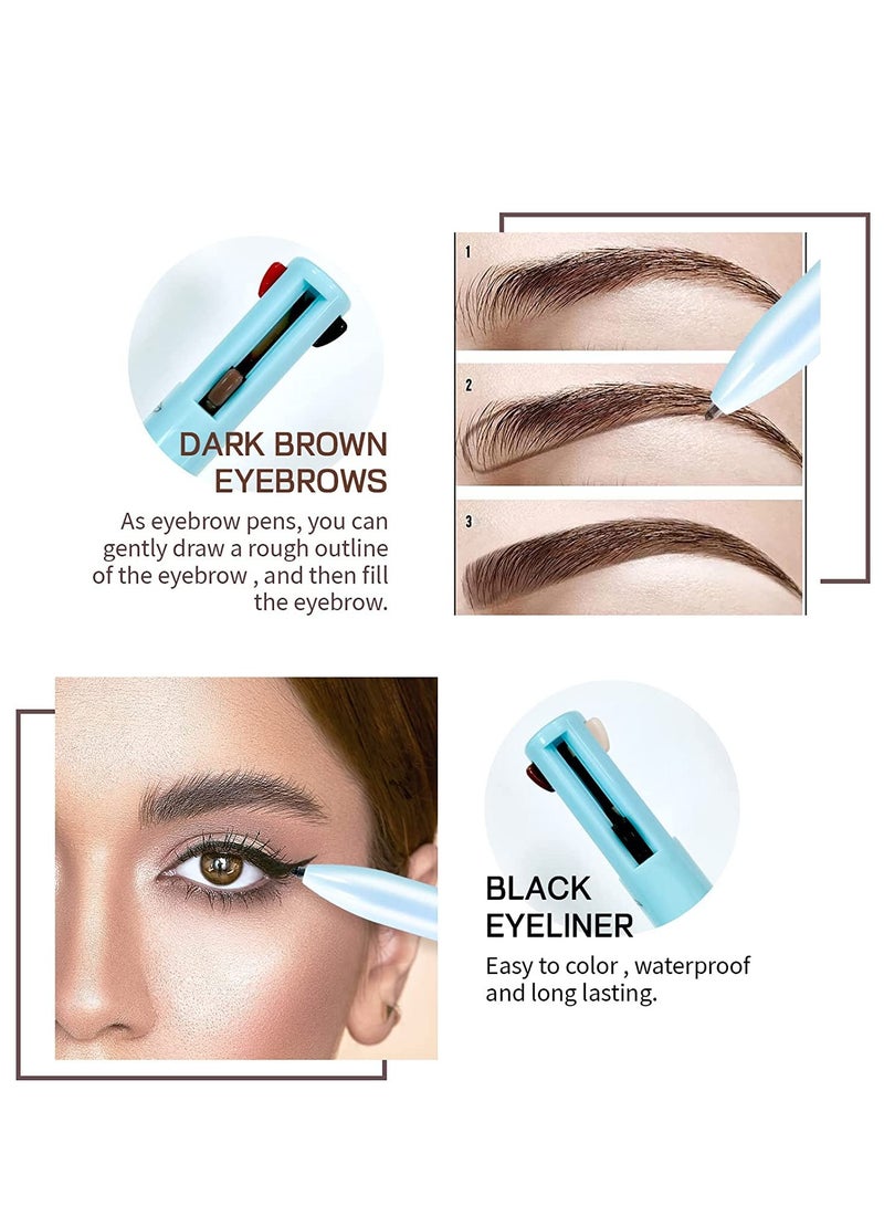 Generic 4-in-1 Makeup Pen, Eye Liner, Brow Liner, Lip Liner, u0026 Highlighter Pen, Waterproof All in One Makeup Pen Eye Long-Lasting 4 Color Multi-function Makeup Pencil (Blue)  - Image 3