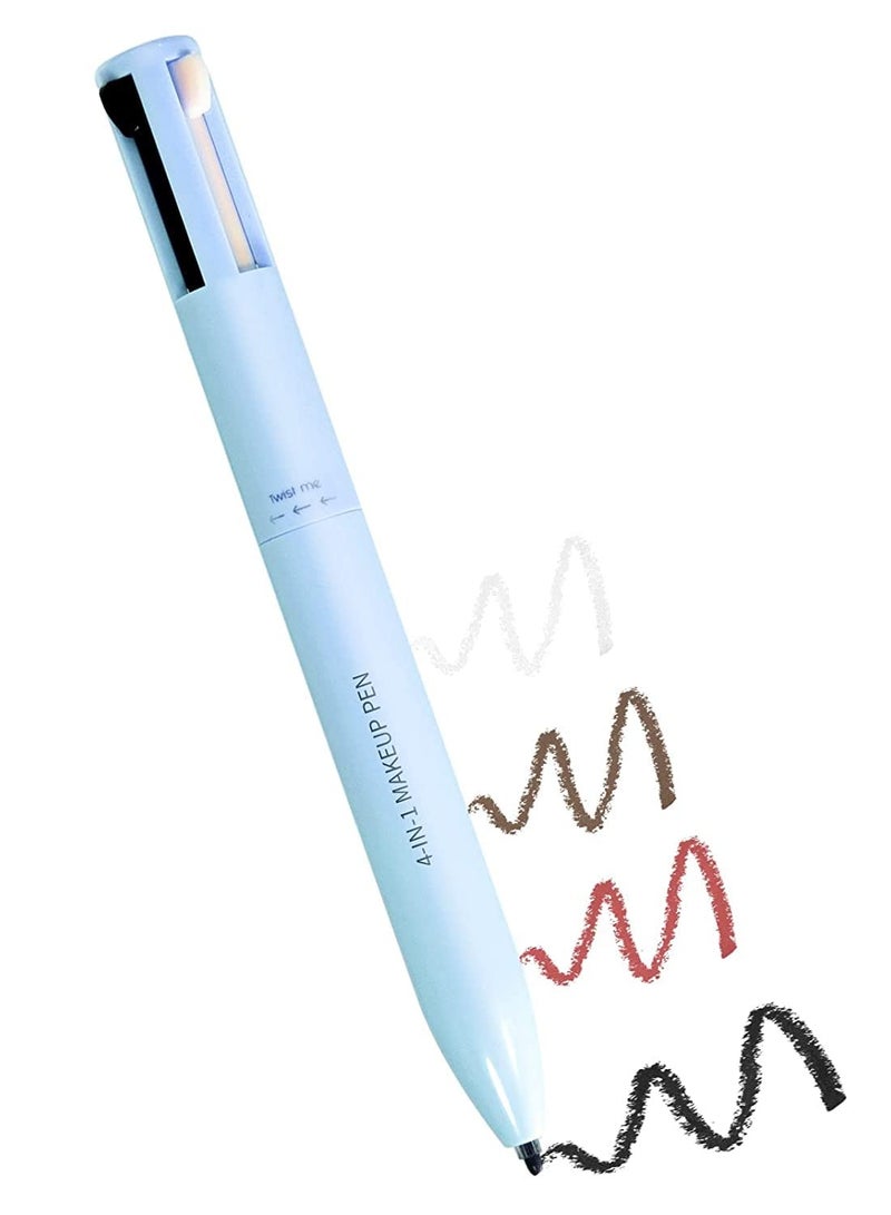 Generic 4-in-1 Makeup Pen, Eye Liner, Brow Liner, Lip Liner, u0026 Highlighter Pen, Waterproof All in One Makeup Pen Eye Long-Lasting 4 Color Multi-function Makeup Pencil (Blue)  - Image 1