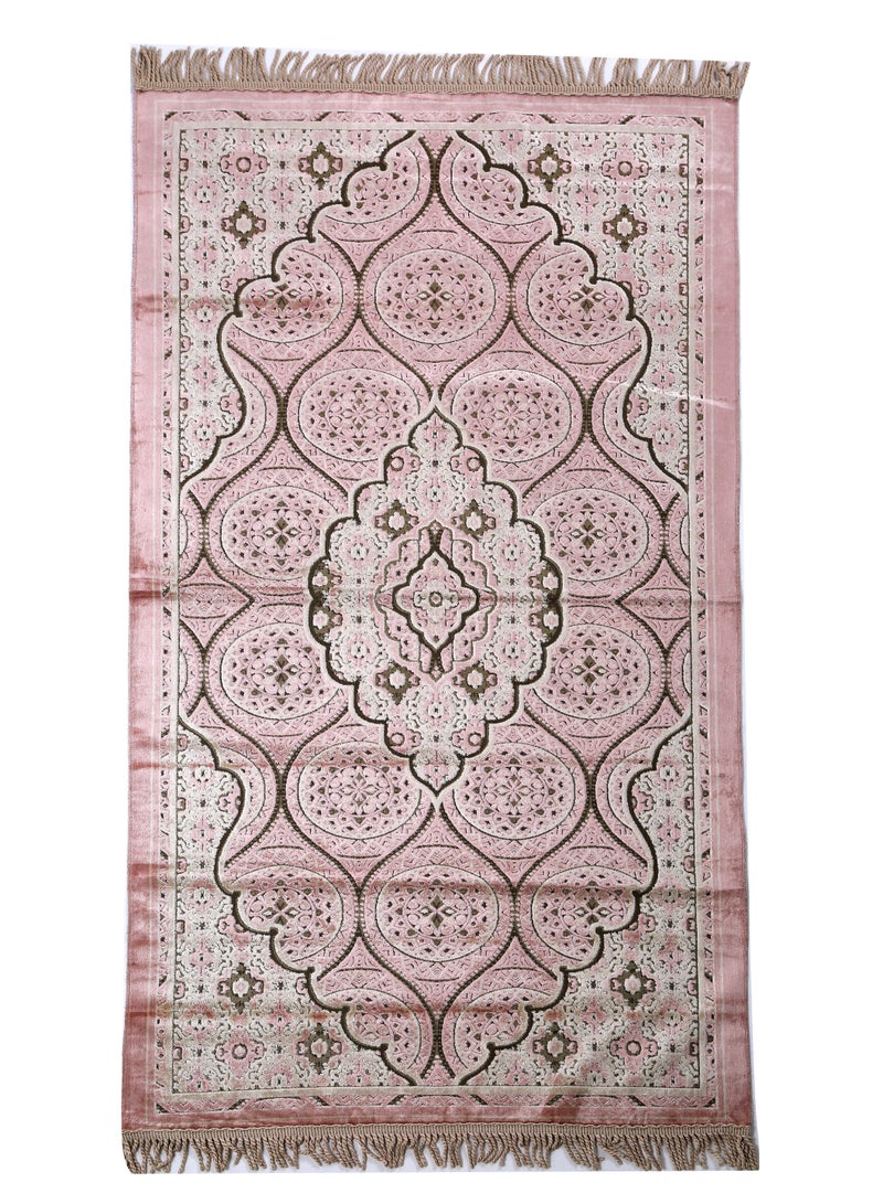 Vitacelli سجادة صلاة إسلامية بجزء علوي مخملي مضاد للانزلاق 614 جرام لكل متر مربع بتصميم جديد سجادة صلاة مبطنة سميكة للرجال والنساء هدية عيد رمضان (140 سم × 70 سم) - Image 1