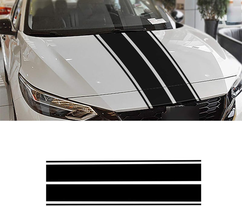 LANZMYAN Car Hood Decal Sticker DBS004 Universal Hood Racing Body Side Vinyl Modified Stripe Exterior Decoration Decal Black - Image 1