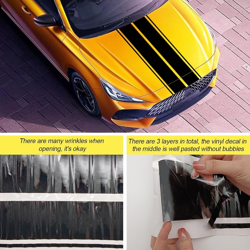 LANZMYAN Car Hood Decal Sticker DBS004 Universal Hood Racing Body Side Vinyl Modified Stripe Exterior Decoration Decal Black - Image 5