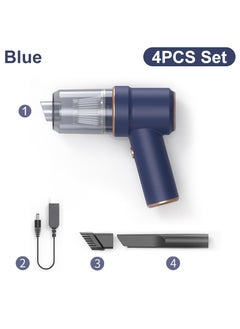 Car Vacuum Cleaner Cordless, Portable Handheld Vacuum Air Duster, Wireless Charging High Suction 2 In 1 Car Vacuum Cleaner For Car Home Office, ( Blue 117C 4pcs)