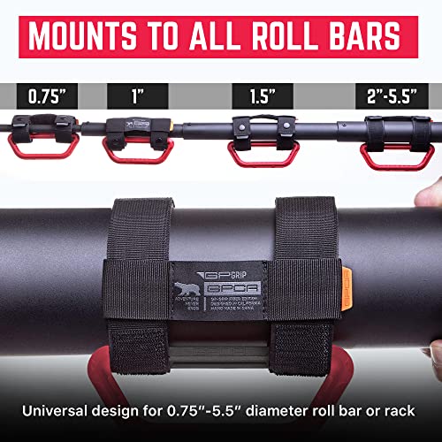 GPCA مقبض جاب عالمي GP Grip، أحزمة قبض قوية من النايلون، تناسب جميع قضبان الشاحنة بقطر من 1-5.5 بوصة، لجميع طرازات رانجلر، UTVs، القوارب والمزيد، براءة اختراع، أحمر ناري، عبوة من 2 - Image 4