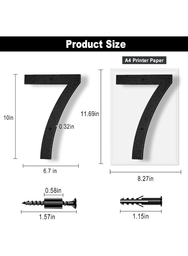 IVERRA 10 Inch Black House Numbers for Outside, Large Floating Home Address Numbers, Modern Exterior Plastic House Numbers for Door Wall Street Garage Gate (7)  - Image 3