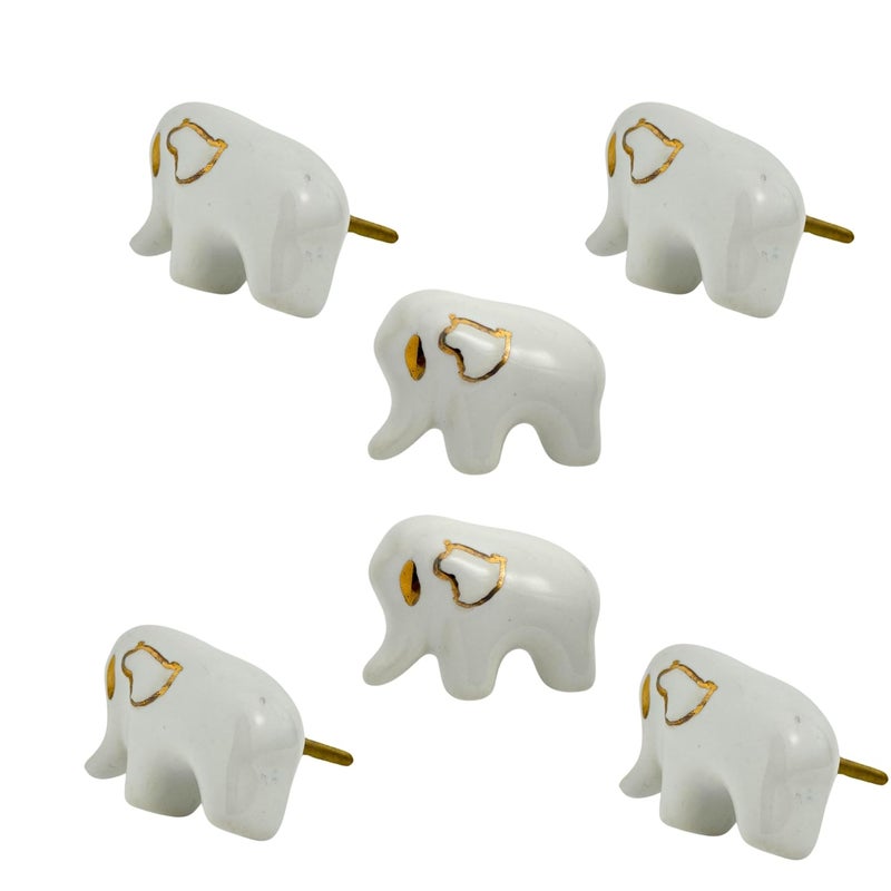 Perilla Home Set of 6 Elephant Shape Ceramic Knob for Kitchen Cabinets Ceramic Handles and Pull Knob for Dresser Drawer Living Room Kitchen Bathroom Closet Cupboard Furniture - Image 2