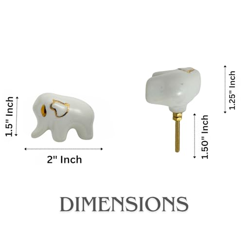 Perilla Home Set of 6 Elephant Shape Ceramic Knob for Kitchen Cabinets Ceramic Handles and Pull Knob for Dresser Drawer Living Room Kitchen Bathroom Closet Cupboard Furniture - Image 3