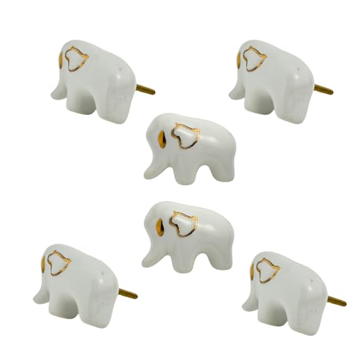 Perilla Home Set of 6 Elephant Shape Ceramic Knob for Kitchen Cabinets Ceramic Handles and Pull Knob for Dresser Drawer Living Room Kitchen Bathroom Closet Cupboard Furniture - Image 1