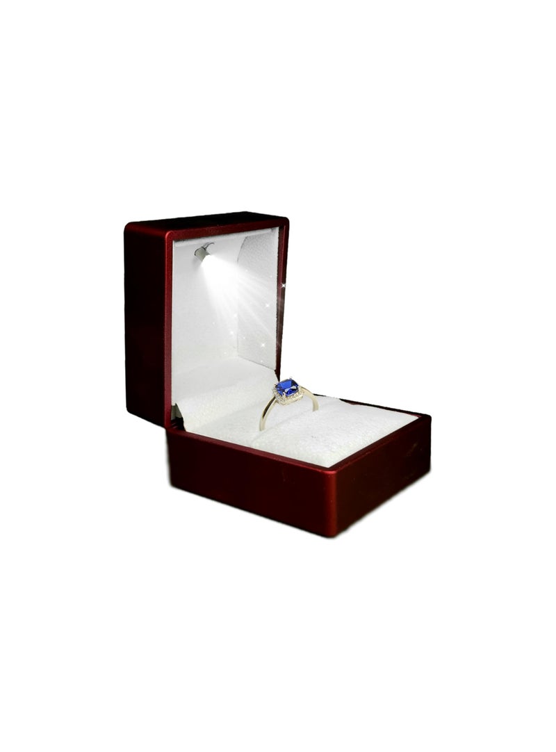 LED Ring Box for Proposal - Wedding - Engagement - .Luxury Arc Shaped Top Design LED Ring Jewelry Gift Box with Light for Men for Women.. (Red) - Image 2