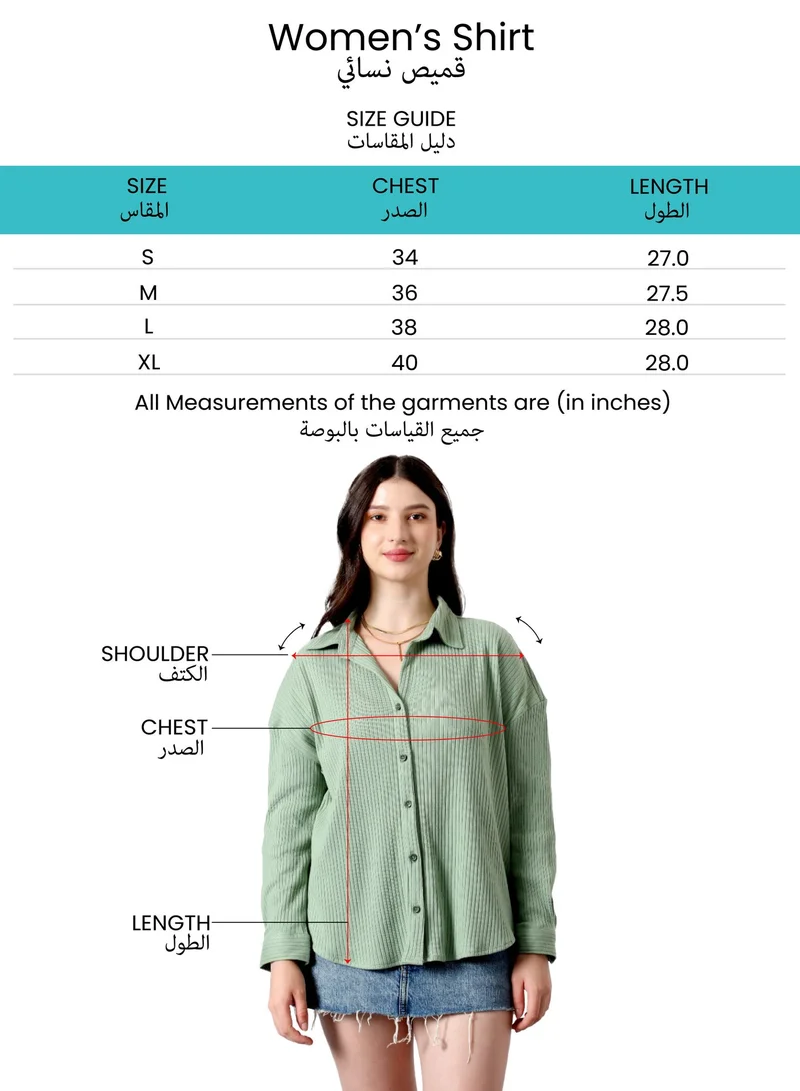 PINACOLADA Women's Cornflower Blue Solid Velvet Oversized Shirt Women's Cornflower Blue Solid Velvet Oversized Shirt | نساء | أكمام طويلة | سادة | طوق منتشر | كاجوال كبير الحجم | قميص for Women | Best Price UAE