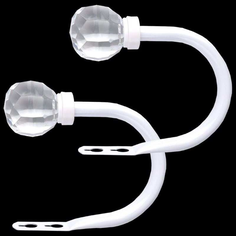Kowibcl Kowibcl 2Pack Curtain Holdbacks Wall Mounted Window Drapery Hooks with Clear Crystal BallMetal Decorative Window Drapery Curtain Holder with Screws