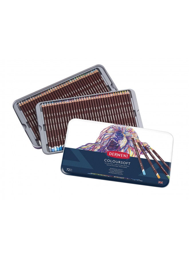 Derwent Colored Pencils, ColourSoft Pencils, Drawing, Art, Metal Tin, 72 Count (0701029) - Image 1