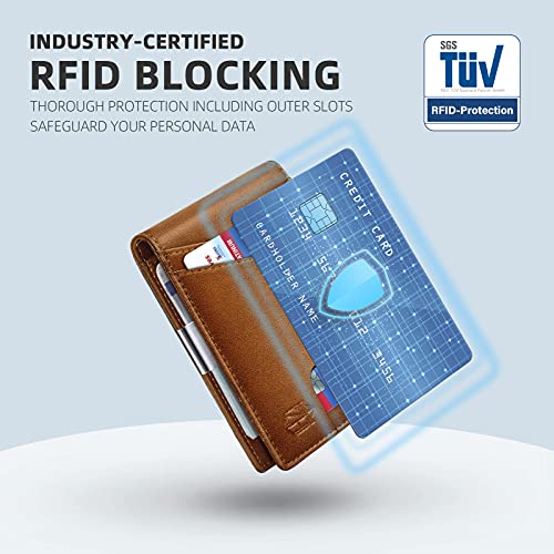 Zitahli Money Clip Wallets for Men,Slim Bifold Wallet 10-12 Cards, Mens Leather Wallet with ID Window,RFID Blocking Thin Minimalist Credit Card Holder,Gifts for Him - Image 5