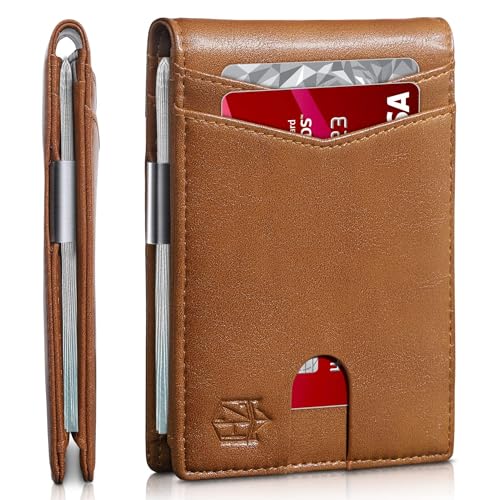 Zitahli Money Clip Wallets for Men,Slim Bifold Wallet 10-12 Cards, Mens Leather Wallet with ID Window,RFID Blocking Thin Minimalist Credit Card Holder,Gifts for Him - Image 1