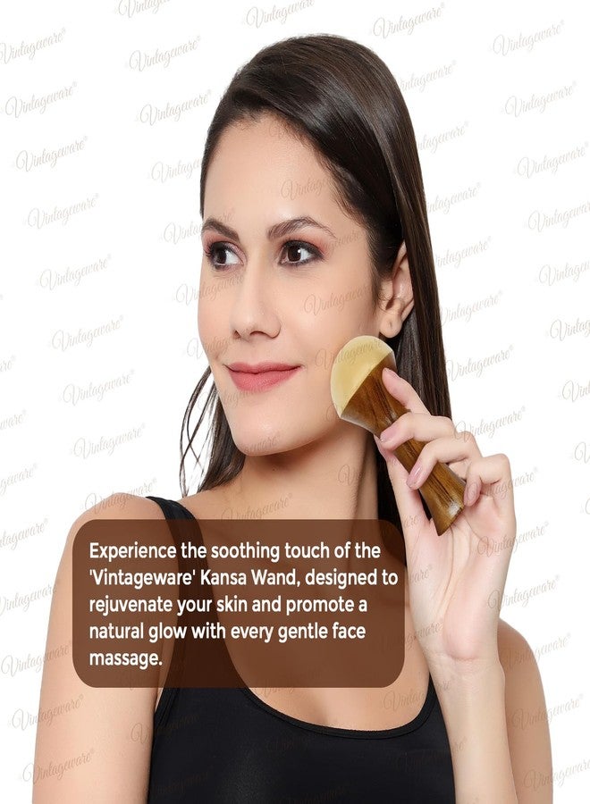 Vintageware عصا كانسا ذات المقبض المريح من Vintageware®، ومشط برونزي، وبكرة تدليك الوجه كانسا - أدوات تدليك أيورفيدية للاسترخاء، وإزالة السموم، ونمو الشعر، والعناية بالبشرة المضادة للشيخوخة - Image 2