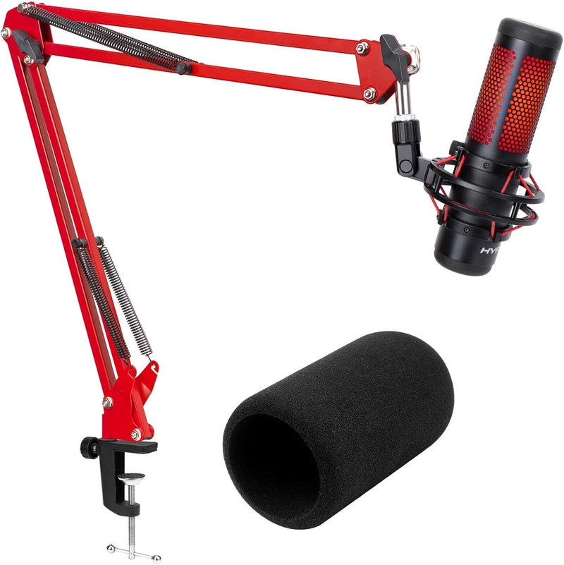 SUNMON HyperX QuadCast Boom Arm - Upgraded Red Boom Arm with Windscreen, Sound Insulation and Noise Reduction, HyperX QuadCast Microphone Arm with 3/8" to 5/8" Adapter - Image 1