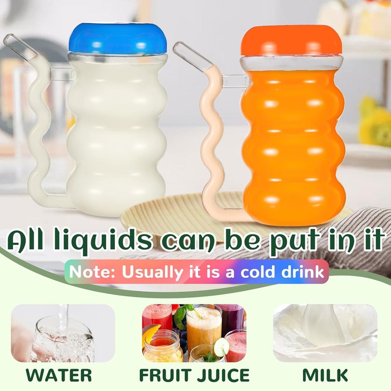FoldTier 12 Pcs Sip a Mug 14 oz Easy to Grip Plastic Kids Cup Where the Handle Is the Straw Clear Sippy Cups Spill Proof Mug for Everyday Use for Kids Elderly Disabled and Handicapped 3 Colors Lid - Image 4