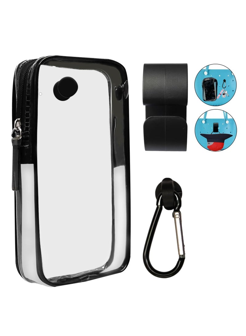 SOLARAE Clear Bogg Beach Tote Bag Accessories, 0.55'' Dia Holes Bogg Bag Insert with 1 Clear Zipper Pouch & 2 Hooks, Clear Insert Bags Small & Large Beach Tote Bags - Image 1