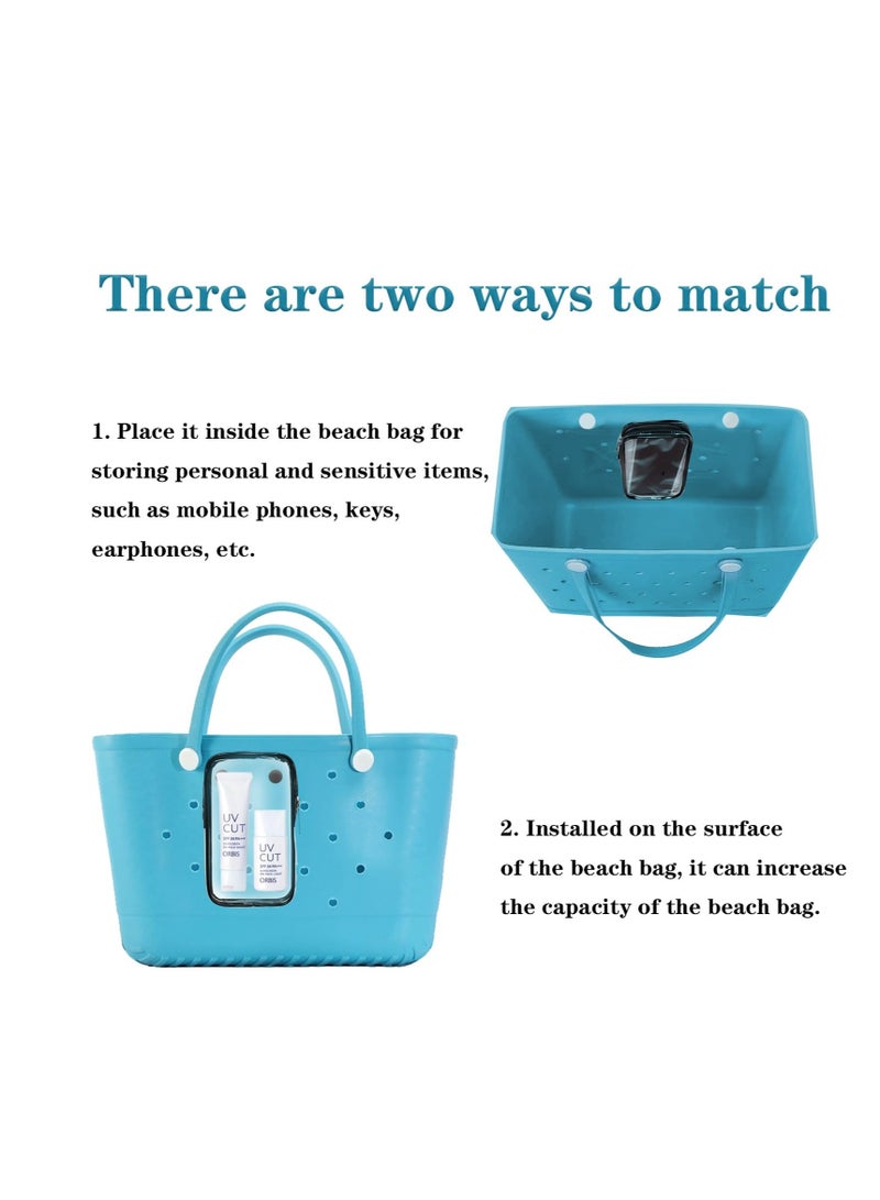 SOLARAE Clear Bogg Beach Tote Bag Accessories, 0.55'' Dia Holes Bogg Bag Insert with 1 Clear Zipper Pouch & 2 Hooks, Clear Insert Bags Small & Large Beach Tote Bags - Image 5