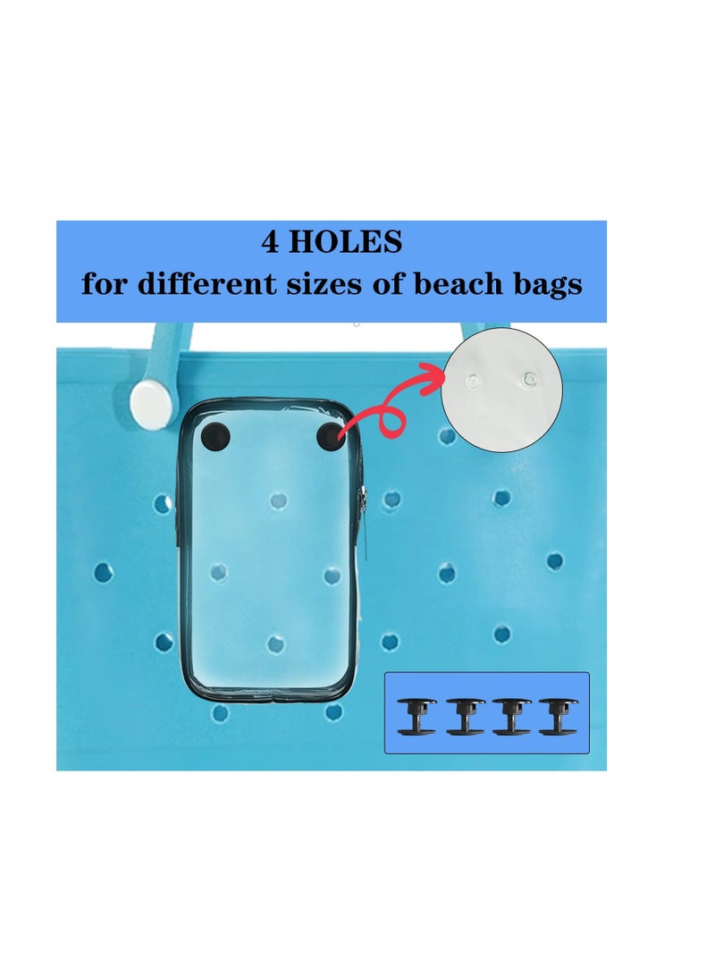 SOLARAE Clear Bogg Beach Tote Bag Accessories, 0.55'' Dia Holes Bogg Bag Insert with 1 Clear Zipper Pouch & 2 Hooks, Clear Insert Bags Small & Large Beach Tote Bags - Image 3