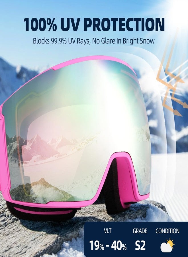 EverSport Ski Goggles for Men Women, Wide-view Spherical Snowboard Goggles, OTG Anti-Fog Snow Goggles with Magnetic Interchangeable Lenses - Revo Coating, 100% UV Protection - Image 4