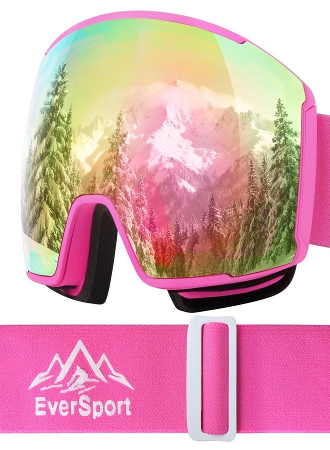 EverSport Ski Goggles for Men Women, Wide-view Spherical Snowboard Goggles, OTG Anti-Fog Snow Goggles with Magnetic Interchangeable Lenses - Revo Coating, 100% UV Protection - Image 1