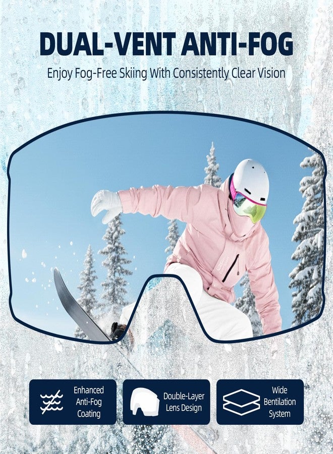EverSport Ski Goggles for Men Women, Wide-view Spherical Snowboard Goggles, OTG Anti-Fog Snow Goggles with Magnetic Interchangeable Lenses - Revo Coating, 100% UV Protection - Image 2