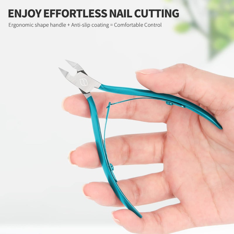 FERYES Toenail Clipper Straight Blade for Ingrown and Thick Nails - Stainless Steel and Sharp Pointed Tip Ingrown Nail Clipper â€“ Wide Jaw Toe Nail Cutter Podiatry Tool Peacock Green - Image 5
