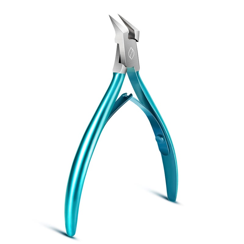 FERYES Toenail Clipper Straight Blade for Ingrown and Thick Nails - Stainless Steel and Sharp Pointed Tip Ingrown Nail Clipper â€“ Wide Jaw Toe Nail Cutter Podiatry Tool Peacock Green - Image 1