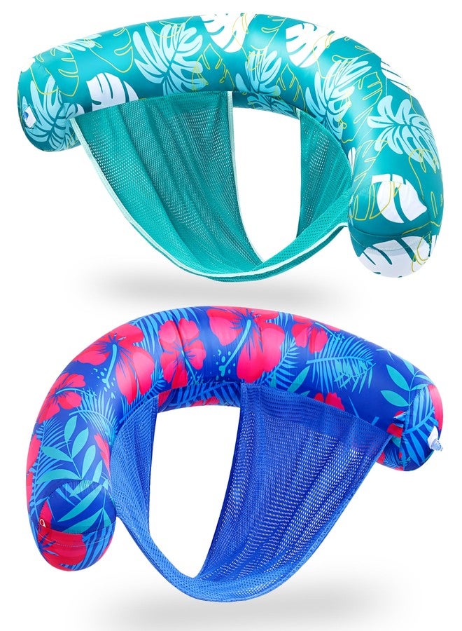 SLOOSH Pool Floats Chairs Adult,2 Packs Inflatable Noodle Chair with Sling Soft Fabric,Floating Pool Float Lounge Water Swimming Floaties for Party Summer Water Fun（Flower Leaves） - Image 1