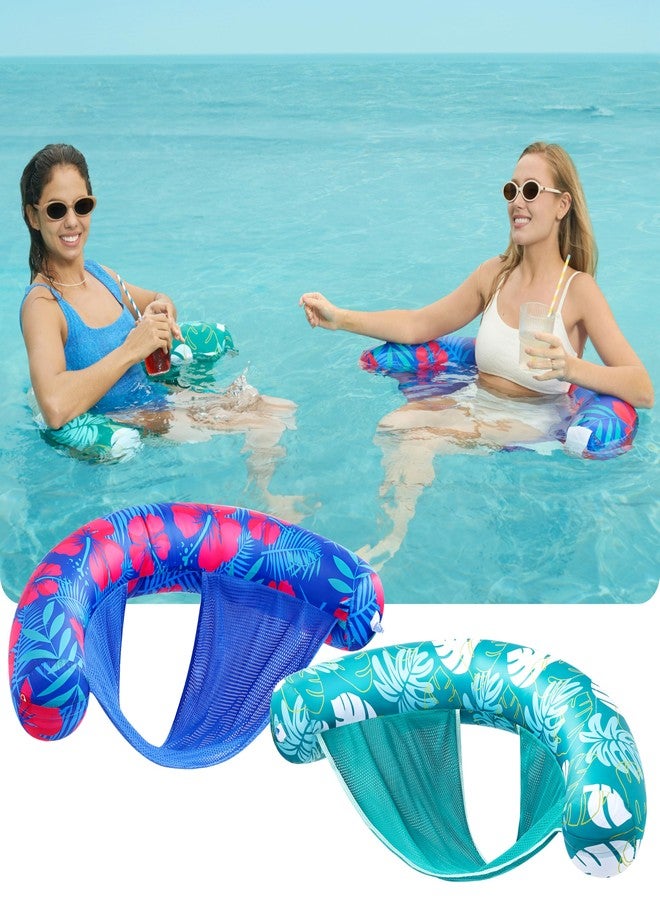 SLOOSH Pool Floats Chairs Adult,2 Packs Inflatable Noodle Chair with Sling Soft Fabric,Floating Pool Float Lounge Water Swimming Floaties for Party Summer Water Fun（Flower Leaves） - Image 2
