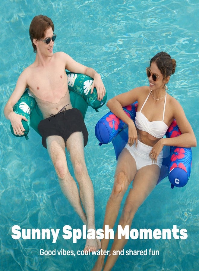 SLOOSH Pool Floats Chairs Adult,2 Packs Inflatable Noodle Chair with Sling Soft Fabric,Floating Pool Float Lounge Water Swimming Floaties for Party Summer Water Fun（Flower Leaves） - Image 3