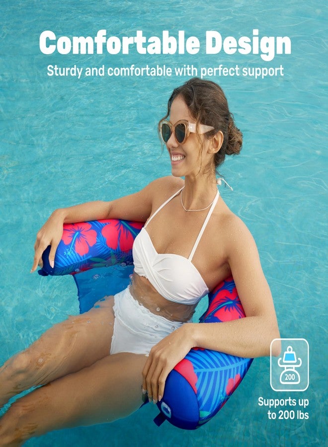 SLOOSH Pool Floats Chairs Adult,2 Packs Inflatable Noodle Chair with Sling Soft Fabric,Floating Pool Float Lounge Water Swimming Floaties for Party Summer Water Fun（Flower Leaves） - Image 4