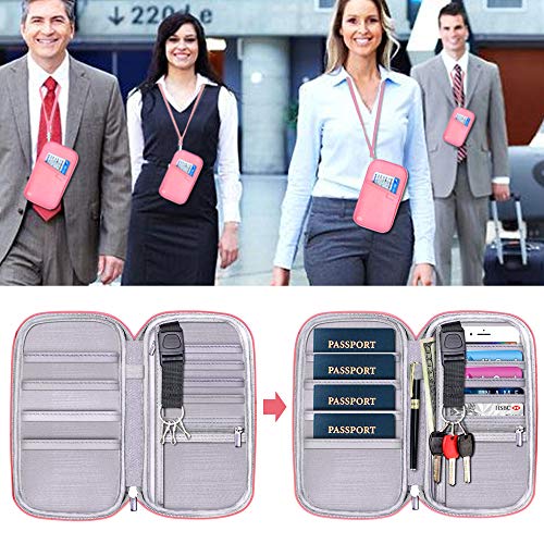 jiemei RFID Family Passport Wallet Holder Waterproof, Travel Document Organizer Credit Card Clutch Bag for Men Women - Image 2