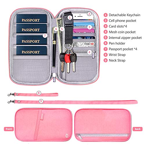 jiemei RFID Family Passport Wallet Holder Waterproof, Travel Document Organizer Credit Card Clutch Bag for Men Women - Image 4