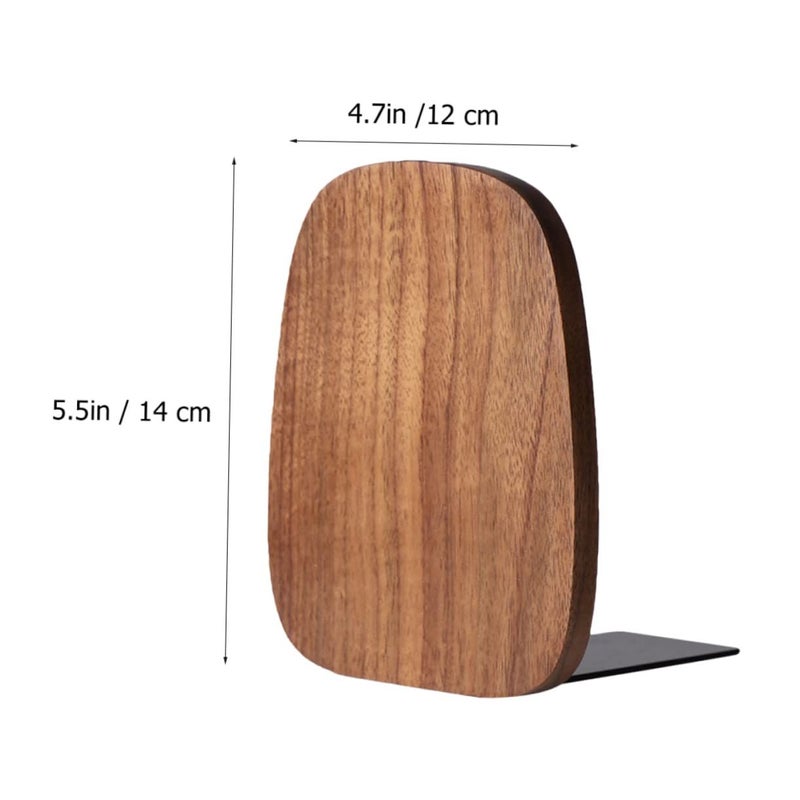 Walnut Wood Bookend Prevent Sliding Bookshelf Support Desk Organizer - Image 3